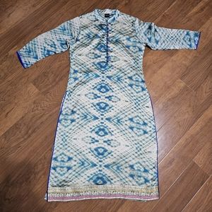 SOCH Women's Indian kurti long dress. Blue-green. Formal wear. Beautiful. Size L